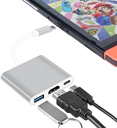 Switch Dock für Nintendo Switch/OLED, tragbares TV-Dock mit HDMI-USB-3.0-Anschluss und USB-C-Aufladung, Reise-Dock für Nintendo Switch Steam Deck Samsung MacBook Pro/Air