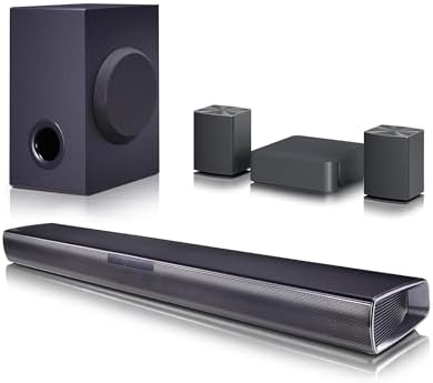 LG SQC4R 4.1 Soundbar (220W) mit kabellosem Subwoofer und Rücklautsprechern (Adaptive Sound Control, Bluetooth), Schwarz