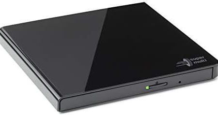 Hitachi-LG GP57 Externer Portabler Super-Multi DVD-Brenner, Ultra Slim, USB 2.0, DVD+/-RW, CD-RW, DVD-ROM/RAM kompatibel, TV-Anschluss, Windows 10 & Mac OS kompatibel, Schwarz