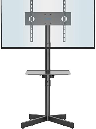 BONTEC Mobiler TV Ständer auf Rollen für 23-60 Zoll Plasma/LCD/LED Fernseher, Tragbarer mit Laptopablage, Höhenverstellbarer Rollbarer TV Wagen bis 25kg, max. VESA 400x400mm