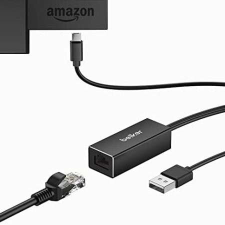 Fire TV Ethernet-Adapter, Belker Fire Stick Ethernet-Adapter/Micro-USB auf RJ45-Ethernet-Adapter, USB auf RJ45-Kabel für Fire TV Stick (2. Generation), Fire TV (2017), Chromecast Ultra/2/1/Audio usw.