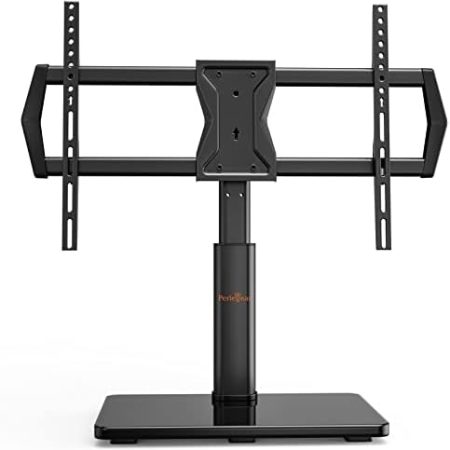 Perlegear TV Standfuss TV Ständer Schwenkbar für 37-65/70 Zoll Flach & Curved Fernseher bis zu 45 KG, TV-Standfüße Höhenverstellbar & Stabil,Universal Fernsehständer mit Max VESA 600x400mm