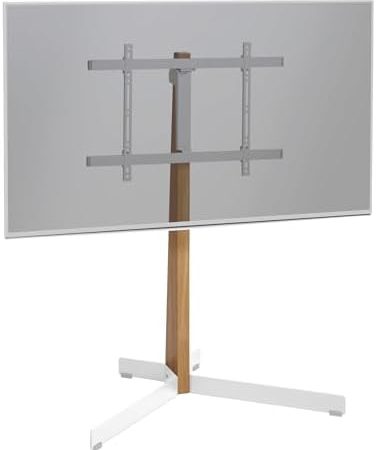 Vogel's TVS 3695 TV-Ständer für 40-77 Zoll Fernseher, Max. 50 kg, Schwenkbar bis zu 90°, Max. VESA 600x400, TV-Standfuß aus Hochwertigem PEFC-zertifiziertem Eichenholz und Stahl, Weiß