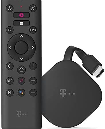 MagentaTV Stick | Fernsehen per WLAN | MagentaTV 75+ HD-Sender | zuhause & mobil, live & zeitversetzt | Streaming-Dienste (Netflix, Disney+, RTL+, DAZN, Sky Ticket, Apple TV+), Android TV, 4K UHD, HDR