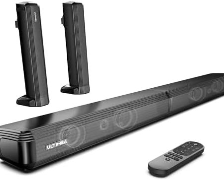 ULTIMEA 2.2-Kanal Soundbar für TV Geräte, teilbare 2-in-1 Soundbar für Fernseher, Bluetooth 5.3 TV-Soundbar, TV-Lautsprecher mit 3 EQ-Modi und verstellbarem Bass, ARC/Optisch/Aux, Apollo S40 Serie