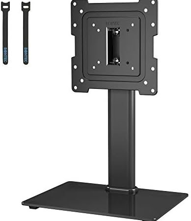 BONTEC TV Standfuss Monitor Standfuss für 17-43 Zoll LCD LED OLED Plasma Flach & Curved Fernseher & Monitor bis zu 45 kg mit 50 Grad Drehgelenk, 3 Stufig Höhenverstellbar, Max VESA 200x200