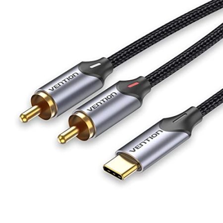 VENTION Typ C auf 2X RCA Audio Kabel, USB-C auf Cinch Audio Kabel Stereo Y Splitter Adapterkabel, geeignet für Xiaomi, LG, Heimkino, Verstärker, DVD, TV, Lautsprecher usw. (3m/10ft)