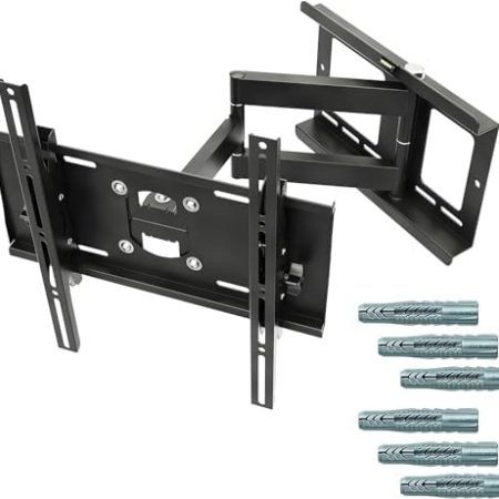 RICOO TV Wandhalterung Schwenkbar für 40-75 Zoll, inkl. Fischer Dübel Universal, TV Halterung R23-F, Fernsehhalterung für Wand, Wandhalterung Fernseher 65 Zoll, bis 95 Kg, max. VESA 400x400 mm