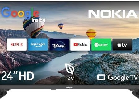 NOKIA 24 Zoll (60cm) Google TV 24” HD 12V (WLAN, Triple Tuner DVB-C/S2/T2, Google Assistant, YouTube, Netflix, DAZN, Prime Video, Disney+) – HN24GE320C - 2023