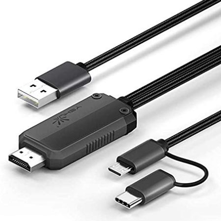 YEHUA Micro USB zu HDMI Adapter, 2 in 1 USB C zu HDMI Kabel 1080P MHL zu HDMI Adapter für Alle Android Telefone/Tablets/Typ C iPad zu TV/Projektor/Monitor(6.6ft)