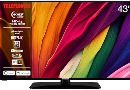 TELEFUNKEN D43U551X1CWI 43 Zoll Fernseher/Smart TV (4K Ultra HD, HDR Dolby Vision, Triple-Tuner, Dolby Atmos) - inkl. 6 Monate HD+