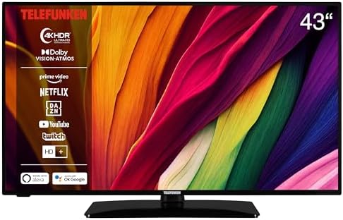 TELEFUNKEN D43U551X1CWI 43 Zoll Fernseher/Smart TV (4K Ultra HD, HDR Dolby Vision, Triple-Tuner, Dolby Atmos) - inkl. 6 Monate HD+