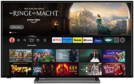 Toshiba 43UF3D63DA 43 Zoll Fernseher/Fire TV (4K Ultra HD, HDR Dolby Vision, Smart TV, Triple-Tuner, Alexa Built-In, Bluetooth, Sound by Onkyo), schwarz