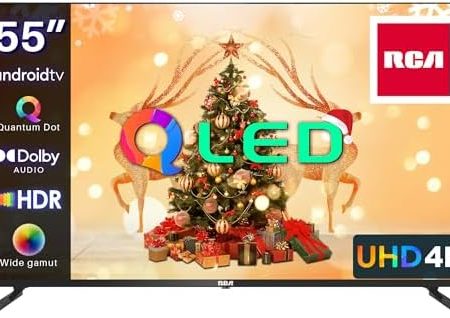 RCA 55 Zoll QLED Fernseher 4K UHD Smart TV HDR HLG Dolby Audio Android TV Google Assistant Triple Tuner WiFi Bluetooth HDMI USB (2023)