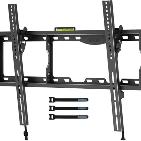 BONTEC TV Wandhalterung für 37-86 Zoll LED LCD OLED Plasma Flach & Curved Fernseher, Neigbare TV Halterung für Fernseher bis zu 75 kg, max. VESA 600x400mm, Wasserwaage und Kabelbinder inklusive