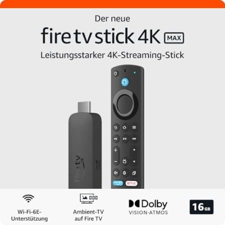 Der neue Amazon Fire TV Stick 4K Max, unterstützt Streaming über Wi-Fi 6E, Ambient-TV