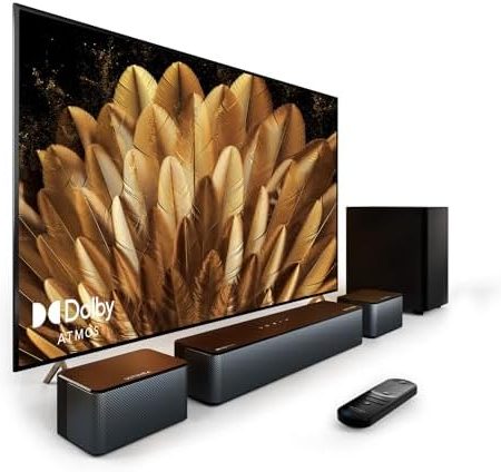 ULTIMEA 5.1 Dolby Atmos Soundbar, 3D Surround Sound System, Soundbar für TV Geräte mit Subwoofer, 2 Rear-Lautsprechern, Soundbar Bluetooth 5.3 mit Einstellbarem Bass, Poseidon D60