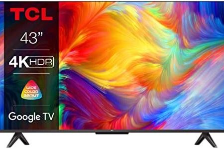 TCL 43P739 43 Zoll Fernseher, 4K HDR, Ultra HD, Smart TV Powered by Google TV, Rahmenloses Design (Dolby Vision & Atmos, Freihändige Sprachsteuerung, Kompatibel mit Google Assistant & Alexa)