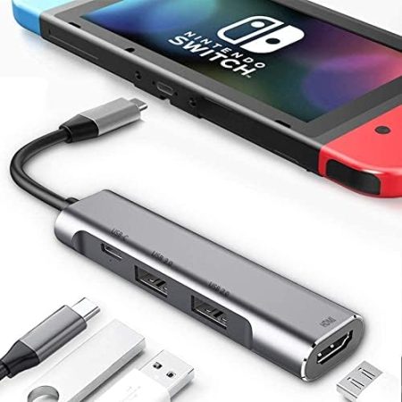 RREAKA USB Typ C zu HDMI Digital AV Multiport Hub, USB-C (USB3.1) Adapter PD Ladegerät für Nintendo Switch, tragbares 4K HDMI Dock für Samsung Dex Station S20 / Note20 Travel TV Dockingstation