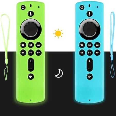 Schutzhülle für Firestick-Fernbedienung BHHB Fire TV Stick Fernbedienung hülle Silikon Kompatibel mit Fire TV Stick 4K/4K Max Alexa Sprachfernbedienung (3rd Gen) Nachtglühen - 2 Pack (Blau&Grün)