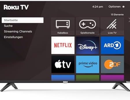 RCA Smart TV 43 Zoll Fernseher Roku TV(109cm) UHD 4K HDR10 HLG Dolby Audio Triple Tuner HDMI USB WiFi Apple TV+ Netflix YouTube usw (2024)