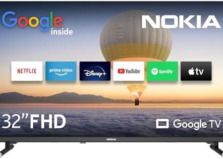 Nokia 32 Zoll (80 cm) Google TV FHD (WLAN, Triple Tuner DVB-C/S2/T2, Google Assistant, YouTube, Netflix, DAZN, Prime Video, Disney+) – FN32GE320-2023