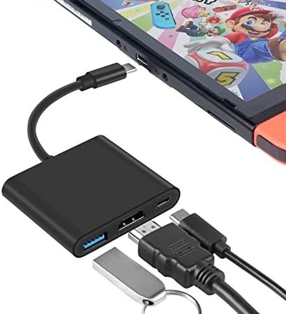 Switch Dock für Nintendo Switch/OLED, tragbares TV-Dock mit HDMI-USB-3.0-Anschluss und USB-C-Aufladung, Reise-Dock für Nintendo Switch Steam Deck, Samsung MacBook Pro/Air und weitere Geräte