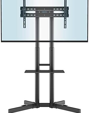 BONTEC TV Ständer mit Rollen TV Wagen Fernsehständer Höhenverstellbar für 32-85 Zoll LCD LED OLED Plasma Flach & Curved Fernseher bis zu 60KG, Max VESA 600x400 mm