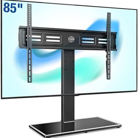 FITUEYES TV Standfuss Universal TV Ständer für 50-85 Zoll Flach & Curved Fernseher bis zu 50kg Schwenkbar Höhenverstellbar Max. VESA 800 * 600