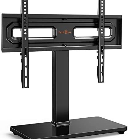 Perlegear TV Standfuss TV Ständer Schwenkbar für 32-60 Zoll Flach & Curved Fernseher bis zu 40 KG, TV-Standfüße Höhenverstellbar & Stabil,Universeller TV-Ständer mit Neigung Max.Vesa 400x400 mm