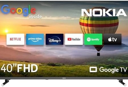 Nokia 40 Pollici (101 cm) Google TV FHD (WLAN, Triple Tuner DVB-C/S2/T2, Google Assistant, YouTube, Netflix, DAZN, Prime Video, Disney+) – FN40GE320-2023 - Nero