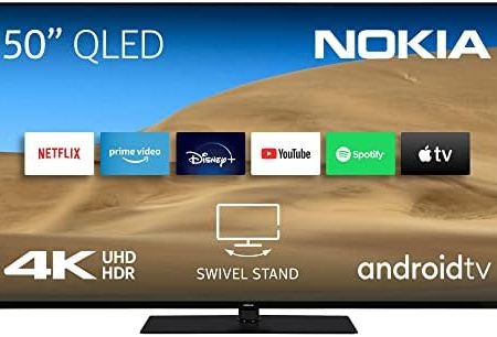 Nokia 50 Zoll (126cm) QLED 4K UHD Fernseher Smart Android TV (WLAN, HDR, Triple Tuner DVB-C/S2/T2, Netflix, YouTube, Prime Video, Disney+) - QNR50GV215ISW - 2022