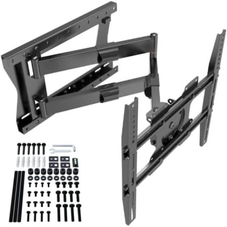 XTRARM TiTon F 80 cm Abstand, TV Wandhalterung, Langer Arm, neigen, schwenken, rotieren, drehen, für TV ca. 32-75 Zoll bis 60kg, bis VESA 400mm, TV-Halterung schwarz