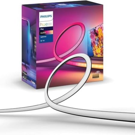 Philips Hue Play Gradient Lightstrip TV 75 Zoll 1100lm, Surround-Beleuchtung, bis zu 16 Mio. Farben, einstellbare Lichteffekte, steuerbar via App, für Fernseher geeignet, LED