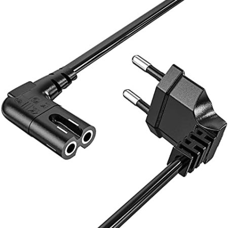 3M Euro Netzkabel C7 90Grad Kabel für Samsung, Melllbree TV Netzkabel mit C7 Eurostecker Anschlusskabel C7 für PS4, PS5, LG Philips Sony Panasonic TV, Blu-Ray, Radio, PC, Monitor, Drucker Schwarz