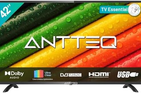 Antteq AB42D1 Fernseher 42 Zoll (TV 107 cm), Dolby Audio, LED, Triple Tuner DVB-C / T2 / S2, CI+, HDMI, Mediaplayer per USB, digitaler Audioausgang, incl. Hotelmodus