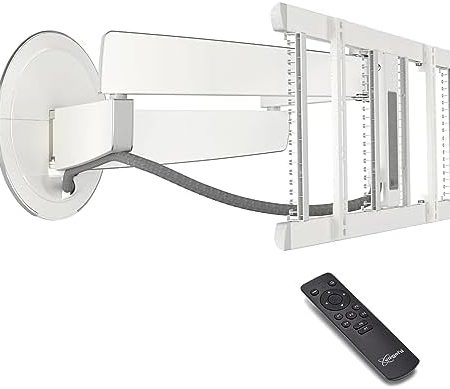 Vogel's TVM 7675 Premium Elektrische TV Wandhalterung für 40-77 Zoll Fernseher, Innovative Motorisierte TV Halterung schwenkbar bis zu 120°, Max 35 kg, VESA bis zu 600x400, Weiß