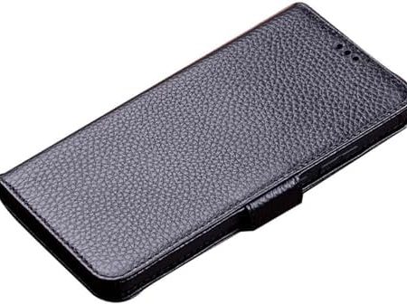 qichenlu Magnetverschluss mit Standfunktion Schwarz Echt Leder Klapphülle für Xiaomi 13T Pro/13T,Rindsleder Handytasche Flip Wallet Case Magnetisch Hülle