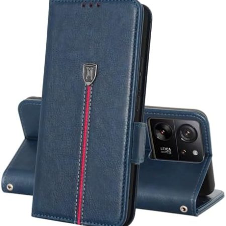 Xiaomi 13T Pro/ Xiaomi 13T Hülle, Magnet Leder Kartenfach Handyhülle, Klappbar Wallet Tasche Xiaomi 13T Pro Schutzhülle, Flip TPU Bumper Silikon Book Cover, Stoßfeste Case für Xiaomi 13T Bleu