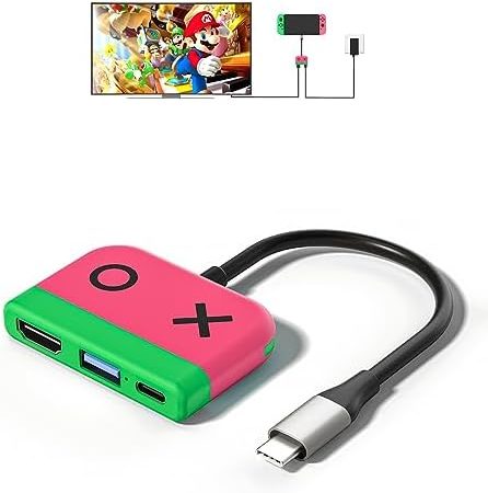 Switch TV-Dockingstation für Nintendo Switch, tragbares Dock mit HDMI-TV, USB 3.0-Anschluss und USB-C-Aufladung, kompatibel mit Nintendo Switch, MacBook Pro/Air, Samsung und mehr (grau)