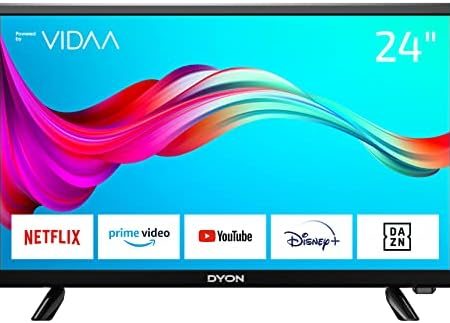 DYON Smart 24 VX 60 cm (24 Zoll) Fernseher (HD Smart TV, HD Triple Tuner (DVB-C/-S2/-T2), App Store, Prime Video, Netflix, YouTube, DAZN, Disney+) [Mod. 2022]