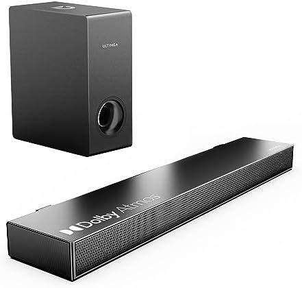ULTIMEA Dolby Atmos Soundbar für TV Geräte, BassMAX, 3D Surround Sound System für TV Lautsprecher Heimkino, 2.1 PC Soundbar mit Subwoofer, 5.3 Bluetooth PC Sound Bars, 190W Spitzenleistung, Nova S50