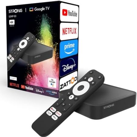 STRONG LEAP-S3 | Google TV-Box mit Android 11 | 4K UHD-Auflösung | Bluetooth-Sprachfernbedienung und Google Assistant | Chromecast | Google Play Store | Neflix | Prime Video | Disney+ UVM.