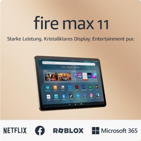 Amazon Fire Max 11-Tablet, unser bisher leistungsstärkstes Tablet, mit klarem 11-Zoll-Display, Octa-Core-Prozessor, 4 GB RAM, 14 Stunden Akkulaufzeit, 64 GB, grau, mit Werbung