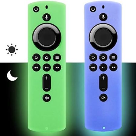 [2 Pack] Firestick Remote Cover Case (leuchtet im Dunkeln), kompatibel mit Fire TV Stick 4K Alexa Voice Remote Control (grün & himmelblau)