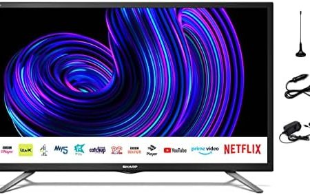 SHARP 24EE2UM HD Ready Smart LED Fernseher, 24 Zoll (61 cm), 12 V/24 V, Wohnwagen, Wohnmobil, Boot, LKW, Schwarz