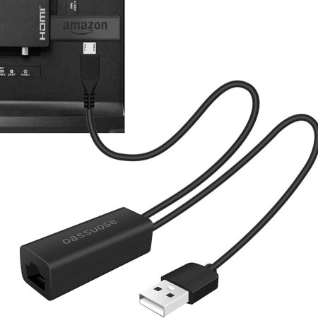 EthernetAdapter für Fire TV Stick, Fire Stick 4K EthernetAdapter, für Chromecast UltraGoogle Home Mini und andere StreamingTVSticks, MicroUSB auf RJ45 EthernetAdapter mit USBStromversorgung,