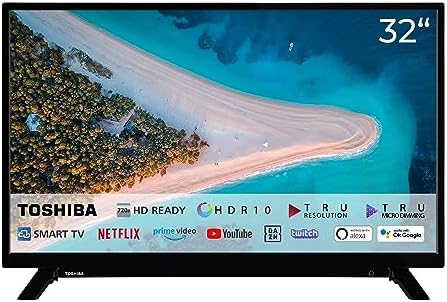 TOSHIBA 32W2263DG 32 Zoll Fernseher/Smart TV (HD Ready, HDR, Netflix/Prime Video, Triple-Tuner, Dolby Audio), Schwarz