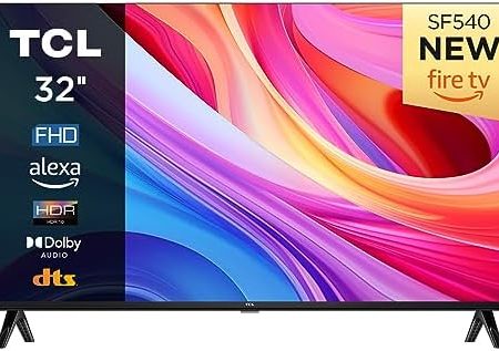 TCL 32SF540-32 Zoll FHD Smart Fernseher - HDR & HLG-Dolby Audio-DTS Virtual X/DTS-HD-Metall Randlos-Dual-Band WiFi 5-mit Fire OS 7 System, Schwarz 1080p