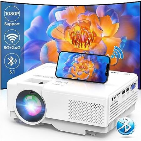 Mini Beamer, AKATUO 5G WiFi Bluetooth Beamer Full HD 1080P Unterstützt, 9000 Lumen Handy Video Projektor LCD Heimkino/Outdoor/Kompatibel mit TV Stick/X-Box/DVD/Laptop/Smartphone Kleiner Beamer